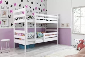 Lit ado superposé Éric 90X200 avec matelas, blanc