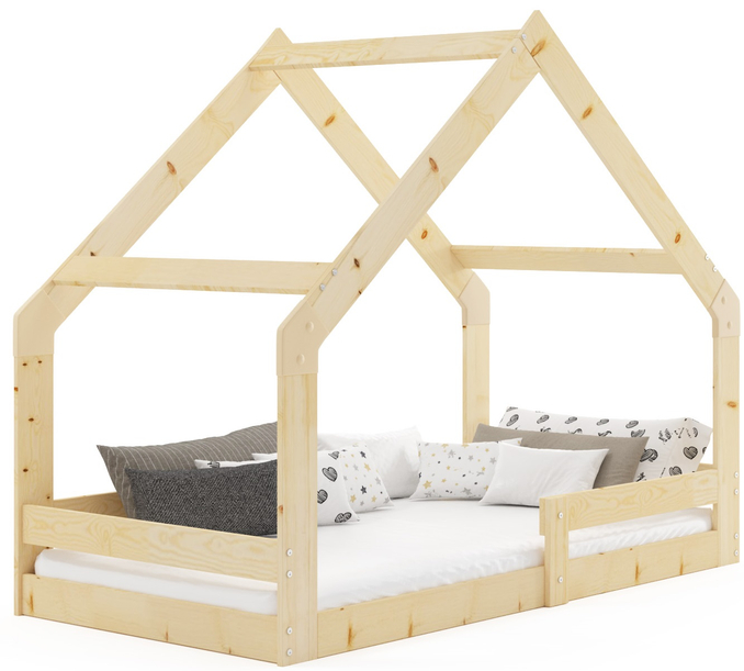 Lit enfant simple Cabane 80X160, bois naturel