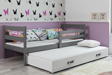Lit ado gigogne Éric 80X190 avec matelas et tiroir, gris/blanc