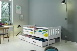 Lit ado simple Carino 90X190 avec tiroir, blanc