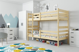 Lit ado superposé Éric 90X200 avec matelas, bois naturel