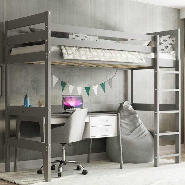 Lit mezzanine pour jeunes – gris graphite 90x200
