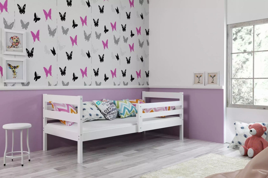 Lit ado simple Éric 80X190 avec matelas, blanc