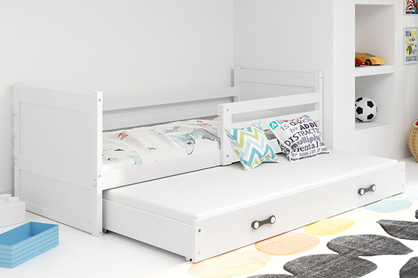 Lit ado gigogne Rico 90X200 avec matelas et tiroir, blanc