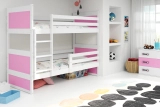 LIT ADOLESCENT SUPERPOSÉ RICO LE CADRE EN BLANC LES PANNEAUX ROSES SANS TIROIR SANS MATELAS 90 X 200