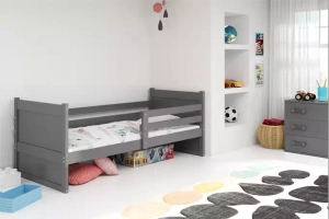 Lit ado simple Rico 90X190 avec matelas, gris