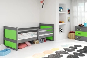Lit ado simple Rico 90X200, gris/vert
