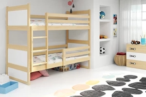 Lit ado superposé Rico 90X200 avec matelas, pin/blanc