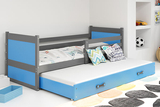 Lit ado gigogne Rico 90X200 avec matelas et tiroir, gris/bleu
