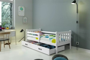 Lit ado simple Carino 90X200 avec tiroir, blanc