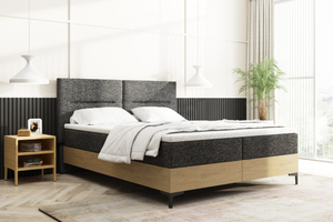 Lit continental 140x200 avec coffre et matelas en chêne Imperial
