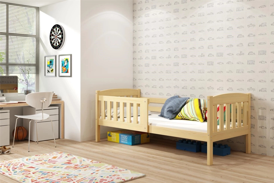 Lit ado simple Jacquot 90X190 avec matelas, pin