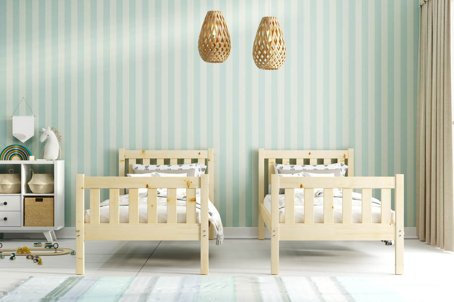 Lit ado superposé Gaspard 90X190 avec matelas et tiroir, bois naturel/blanc