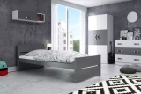 Lit ado simple Bart 90X200 avec matelas, gris