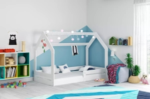Lit enfant simple Cabane 1 80X160 avec matelas, blanc