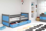 Lit ado simple Rico 90X200 avec tiroir, gris/bleu