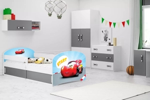 Lit enfant simple Louis 1 80X160 avec rangement, Autko, blanc