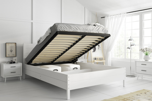 Lit double 160x200 – Continental blanc avec sommier relevable