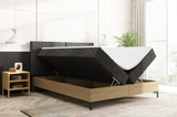 Lit continental 140x200 avec coffre et matelas en chêne Imperial