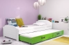 Blanc \ Tiroir + lit supplémentaire \ Vert \ Avec matelas