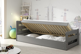 Lit ado simple Erni 90X200 avec coffre, gris