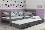 Lit ado gigogne Éric 90X200 avec matelas et tiroir, gris