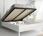 Lit double 140x200 – Continental blanc avec sommier relevable