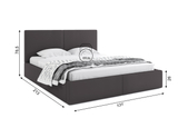 Lit double rembourré Le Hilton 120X200 avec matelas et coffre, graphite