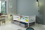Lit ado simple Carino 90X200 avec matelas et tiroir, blanc/gris