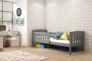 Lit ado simple Jacquot 90X200 avec matelas, gris
