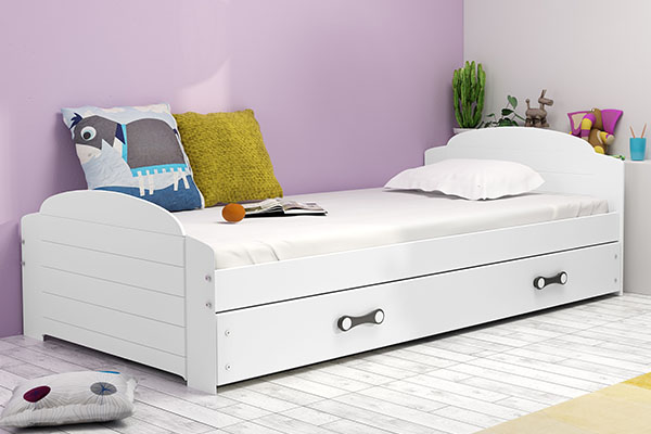 Lit ado simple Lili 90X200 avec tiroir, blanc