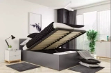 Lit double Le Panamax 140X200 avec matelas et coffre, gris