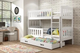 Lit ado superposé 3 places Jacquot 90X200 avec matelas et tiroir, blanc