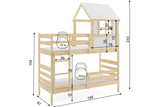 Lit mezzanine en forme de maison avec toit –  Éric en bois naturel 90x190