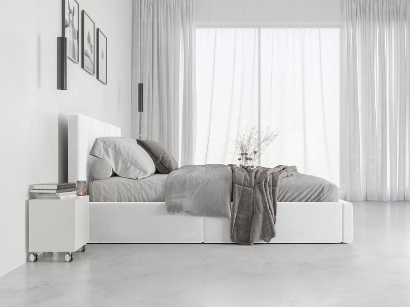 Lit double rembourré Le Hilton 160X200, blanc