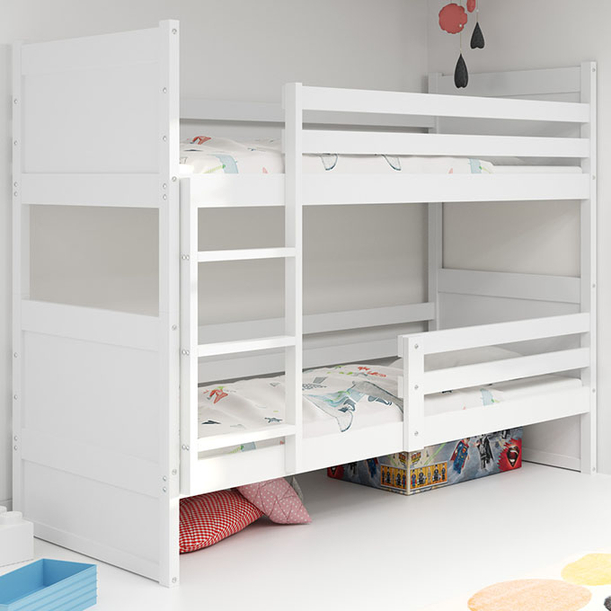 LIT ADOLESCENT SUPERPOSÉ RICO LE CADRE EN BLANC LES PANNEAUX BLANCS SANS TIROIR SANS MATELAS 90 X 200