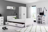 Lit ado simple Darek 80X200 avec matelas et tiroir, blanc