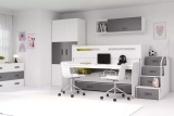 Lit ado superposé 3 places Max 1 80X200 mezzanine avec bureau, gris