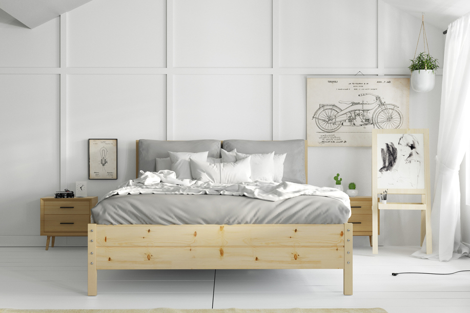Lit en bois 140x200 - Continental en pin avec sommier relevable