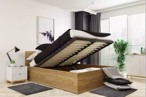 Lit double Le Panamax 140X200 avec matelas et coffre, kraft