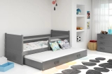 Lit ado gigogne Rico 90X200 avec matelas et tiroir, gris