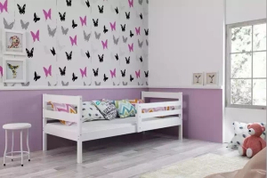 Lit ado simple Éric 90X190 avec matelas, blanc