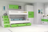 Lit ado superposé Max 3 120X200 avec matelas et tiroir, vert