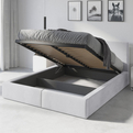 Lit double rembourré Le Hilton 180X200 avec coffre, blanc