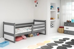 Lit ado simple Rico 90X200, gris/blanc
