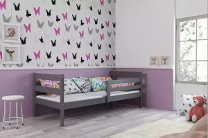 Lit ado simple Éric 90X190 avec matelas, gris