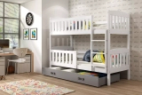 Lit ado superposé Jacquot 90X200 avec matelas et tiroir, blanc/gris
