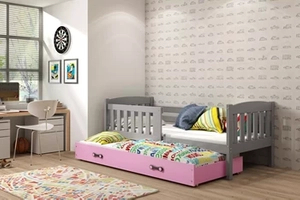 LIT ADOLESCENT GIGOGNE KUBUS LE CADRE EN GRIS LE TIROIR EN ROSE SANS MATELAS 90 X 200