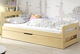 Lit ado simple Erni 90X200 avec matelas et coffre, pin