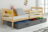 Lit ado simple Éric 80X190 avec matelas et tiroir, pin/gris